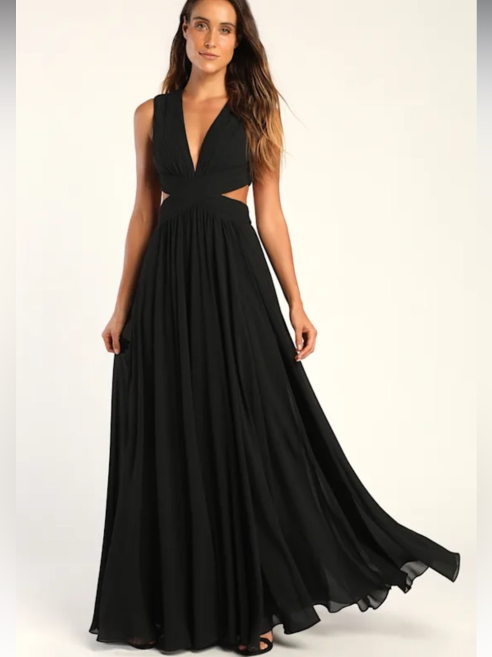 NWT Lulus Vivid Imagination Black Cutout Maxi Dress